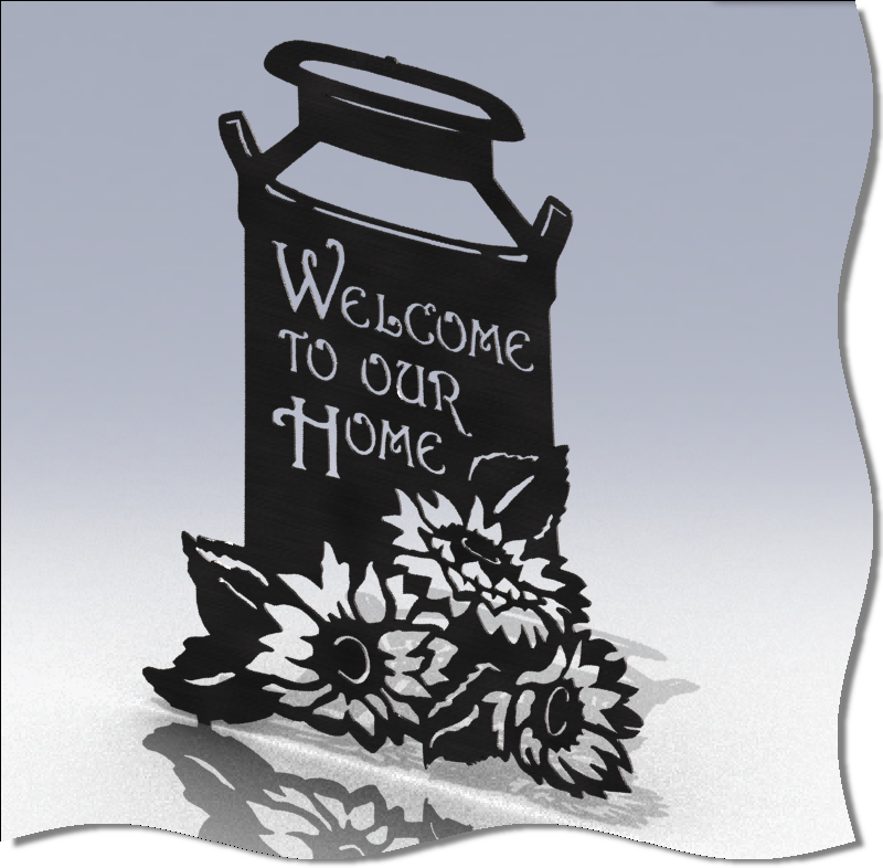 Milk Urn "Welcome to Our Home" Sign